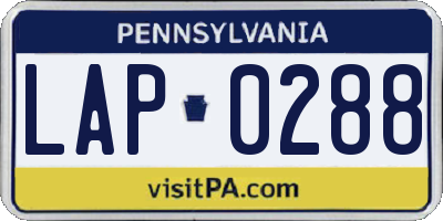 PA license plate LAP0288
