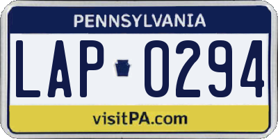 PA license plate LAP0294
