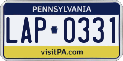 PA license plate LAP0331