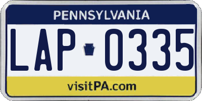 PA license plate LAP0335