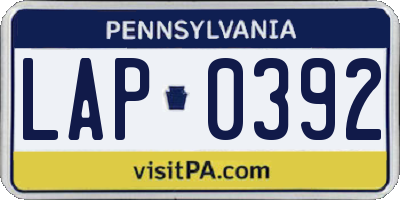PA license plate LAP0392