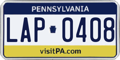 PA license plate LAP0408