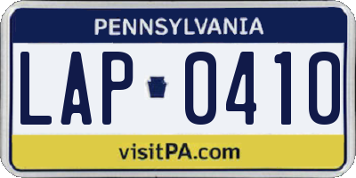 PA license plate LAP0410