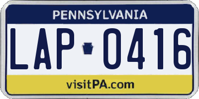 PA license plate LAP0416