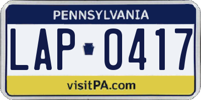 PA license plate LAP0417