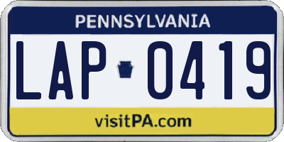 PA license plate LAP0419