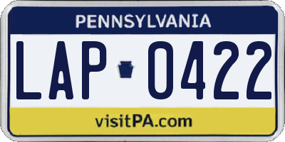 PA license plate LAP0422