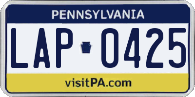PA license plate LAP0425