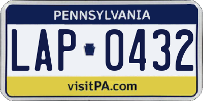 PA license plate LAP0432