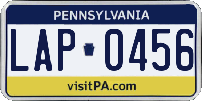 PA license plate LAP0456