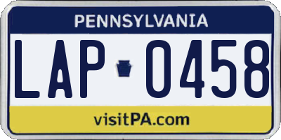 PA license plate LAP0458