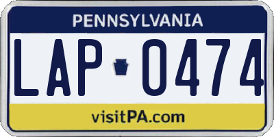 PA license plate LAP0474
