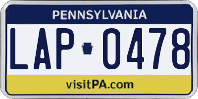 PA license plate LAP0478