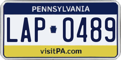 PA license plate LAP0489
