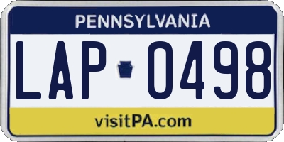 PA license plate LAP0498
