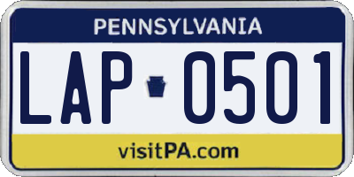 PA license plate LAP0501