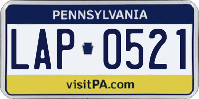 PA license plate LAP0521