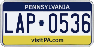 PA license plate LAP0536