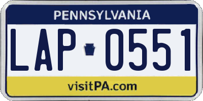 PA license plate LAP0551