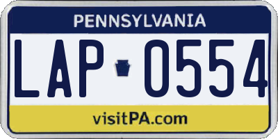 PA license plate LAP0554
