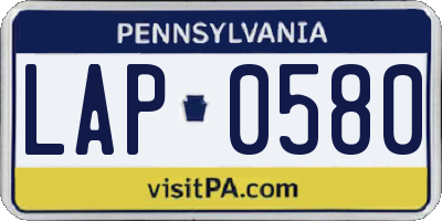 PA license plate LAP0580