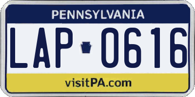 PA license plate LAP0616