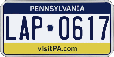 PA license plate LAP0617
