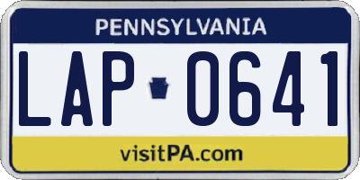 PA license plate LAP0641