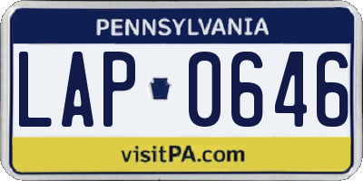 PA license plate LAP0646