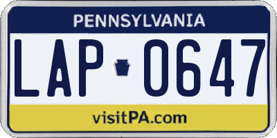 PA license plate LAP0647