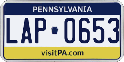 PA license plate LAP0653