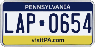 PA license plate LAP0654