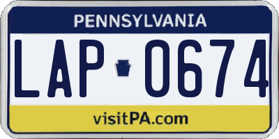 PA license plate LAP0674
