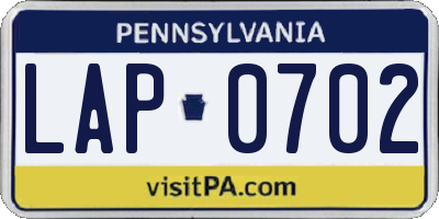 PA license plate LAP0702