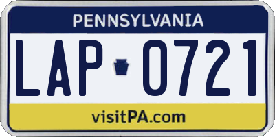 PA license plate LAP0721