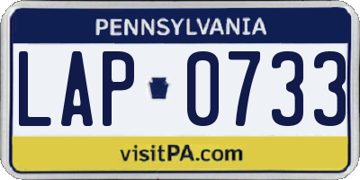PA license plate LAP0733