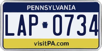 PA license plate LAP0734