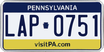 PA license plate LAP0751