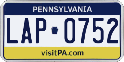 PA license plate LAP0752