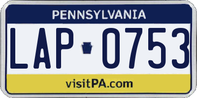 PA license plate LAP0753