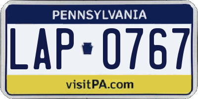 PA license plate LAP0767