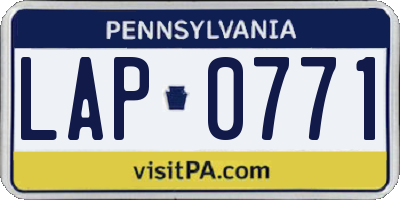 PA license plate LAP0771