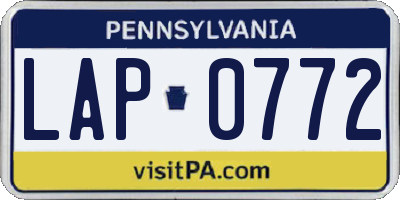 PA license plate LAP0772