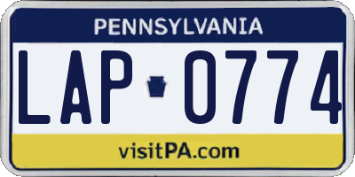 PA license plate LAP0774