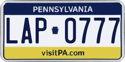 PA license plate LAP0777