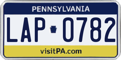 PA license plate LAP0782