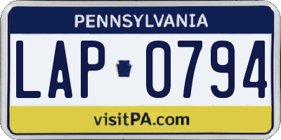 PA license plate LAP0794