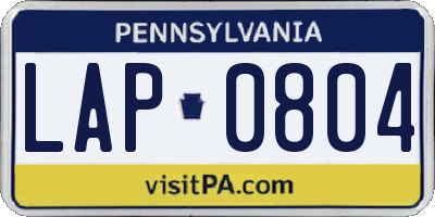 PA license plate LAP0804