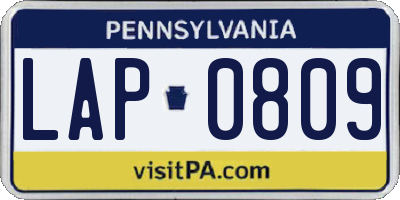PA license plate LAP0809