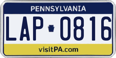 PA license plate LAP0816